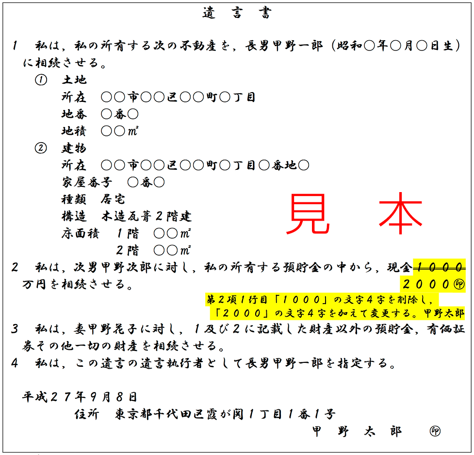 自筆証書遺言